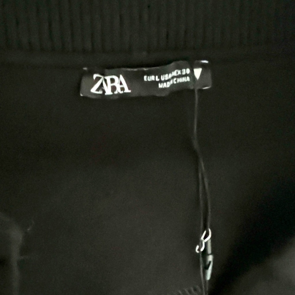 ZARA Black Cropped Varsity Jacket Size L – New - Picture 3 of 6